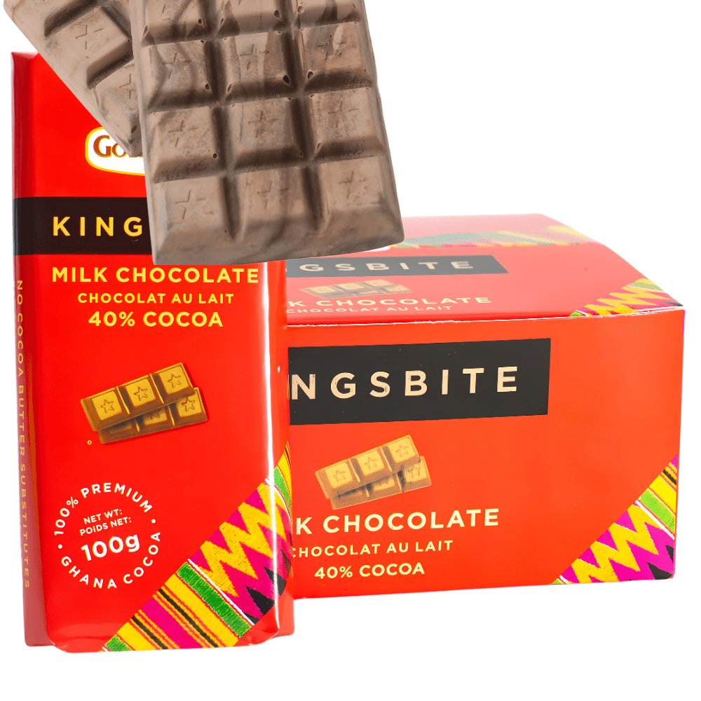 Kingsbite Milk Chocolate Bar from Ghana | 100% Cocoa – 1 Pc or Box of 10 | Taste The Planets 