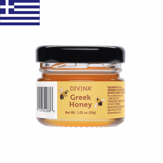Greek Honey – Organic Mini Glass Jars (1 to 48 Pack) | 1.05 oz Each | Taste The Planets 