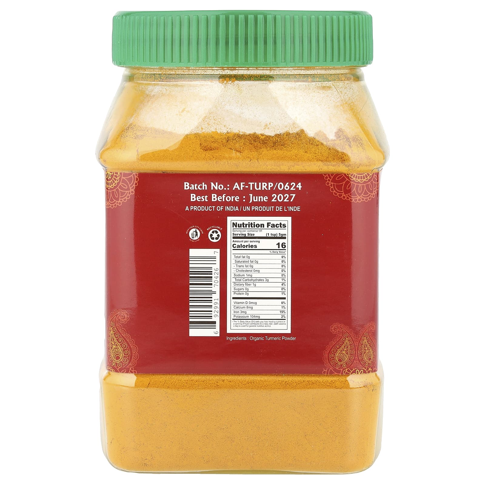 Indian - Canadian Jiva Organics Organic Turmeric Powder 1 lb - Taste The Planets