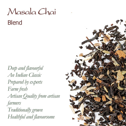 Indian Masala Chai Organic Black Tea – Spiced Loose Leaf Breakfast 100g - Taste The Planets