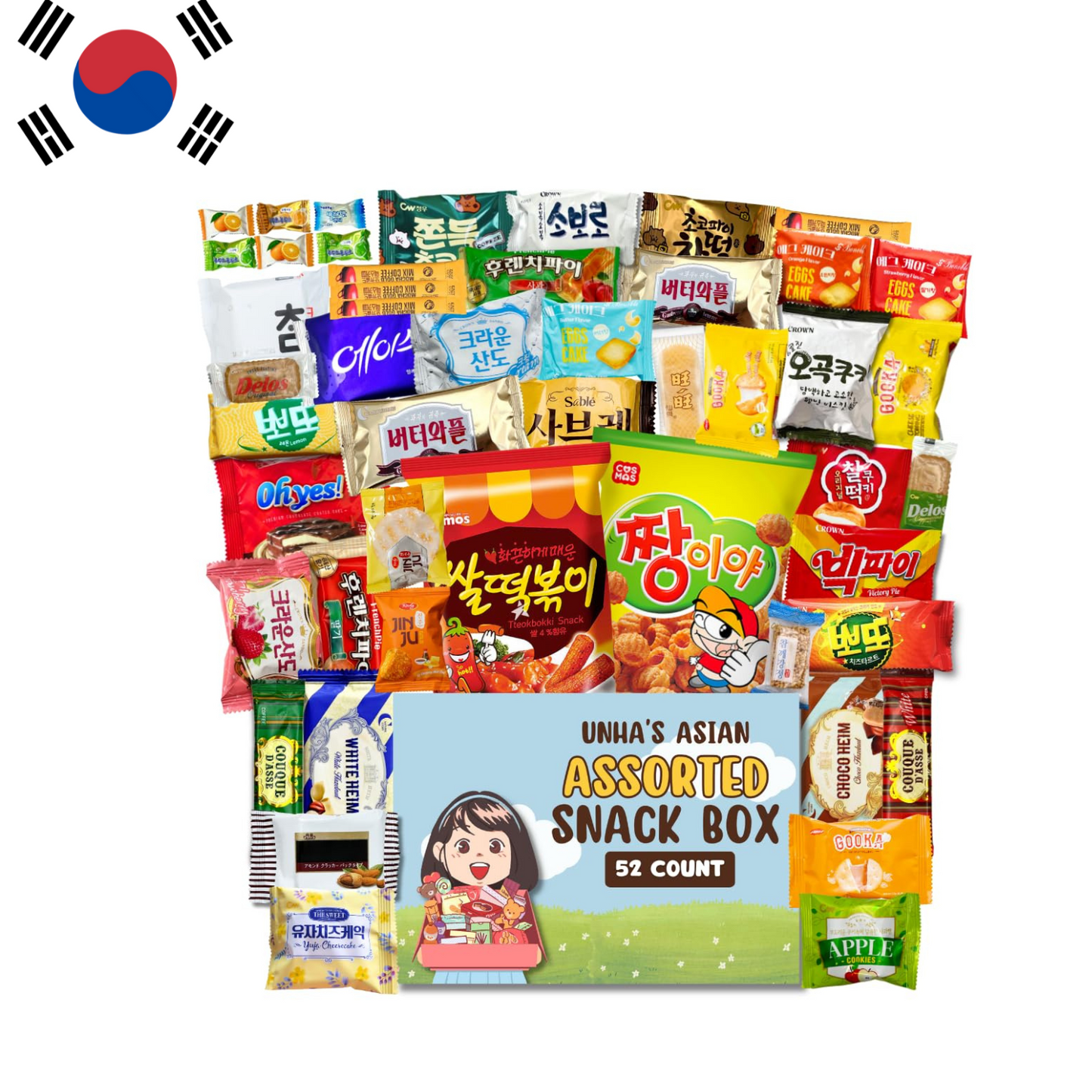 Korean Snack Box Variety Pack 50ct – Candy, Cookies, Chips & Treats Gift Sampler