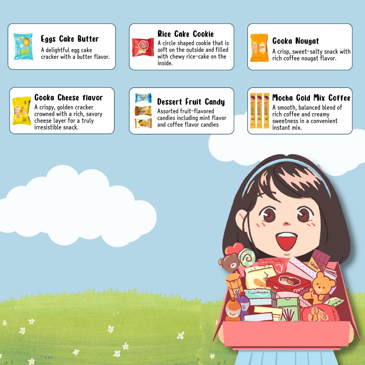 Korean Snack Box Variety Pack 50ct – Candy, Cookies, Chips & Treats Gift Sampler