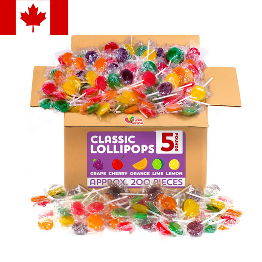 Canadian Bulk Lollipops & Candy Mix - 5 lbs Assorted Fruit, Mint & Party