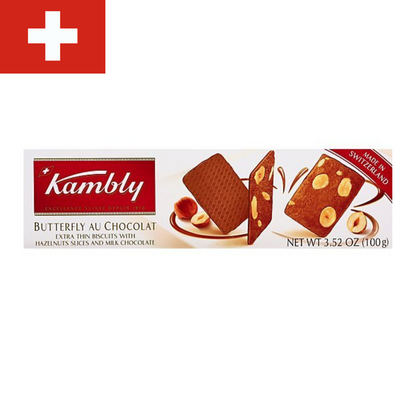 Swiss Kambly Butterfly au Chocolat – Delicate Butter Cookies with Chocolate, 3.5 oz