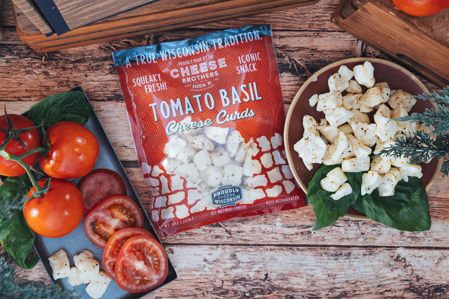 Tomato Basil Cheese Curds - Fresh Wisconsin Curds with Garden Herb Flavor