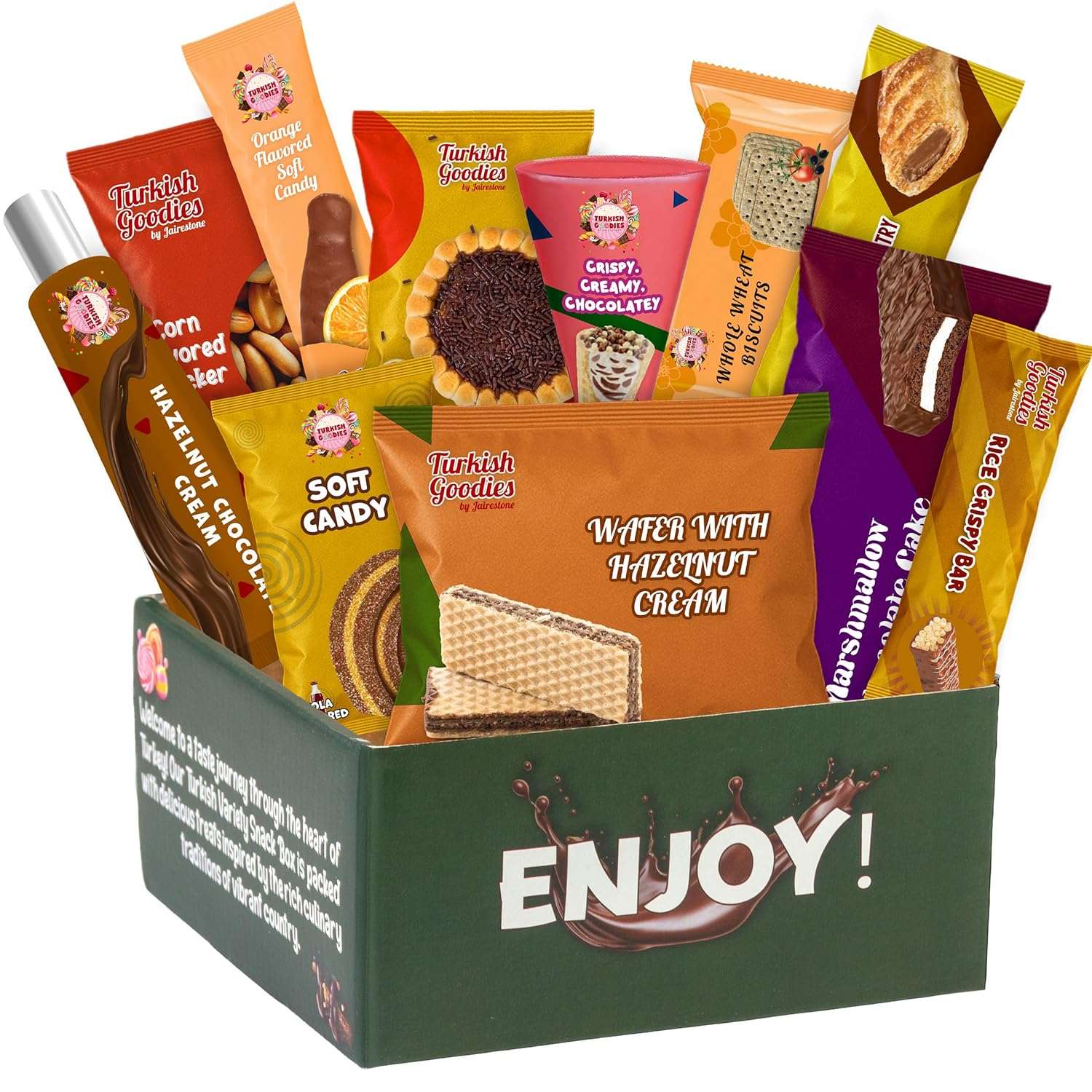 Turkish Snack Box – 11 Global Goodies | Mini Chocolates, Cookies, Marshmallows | Taste The Planets 
