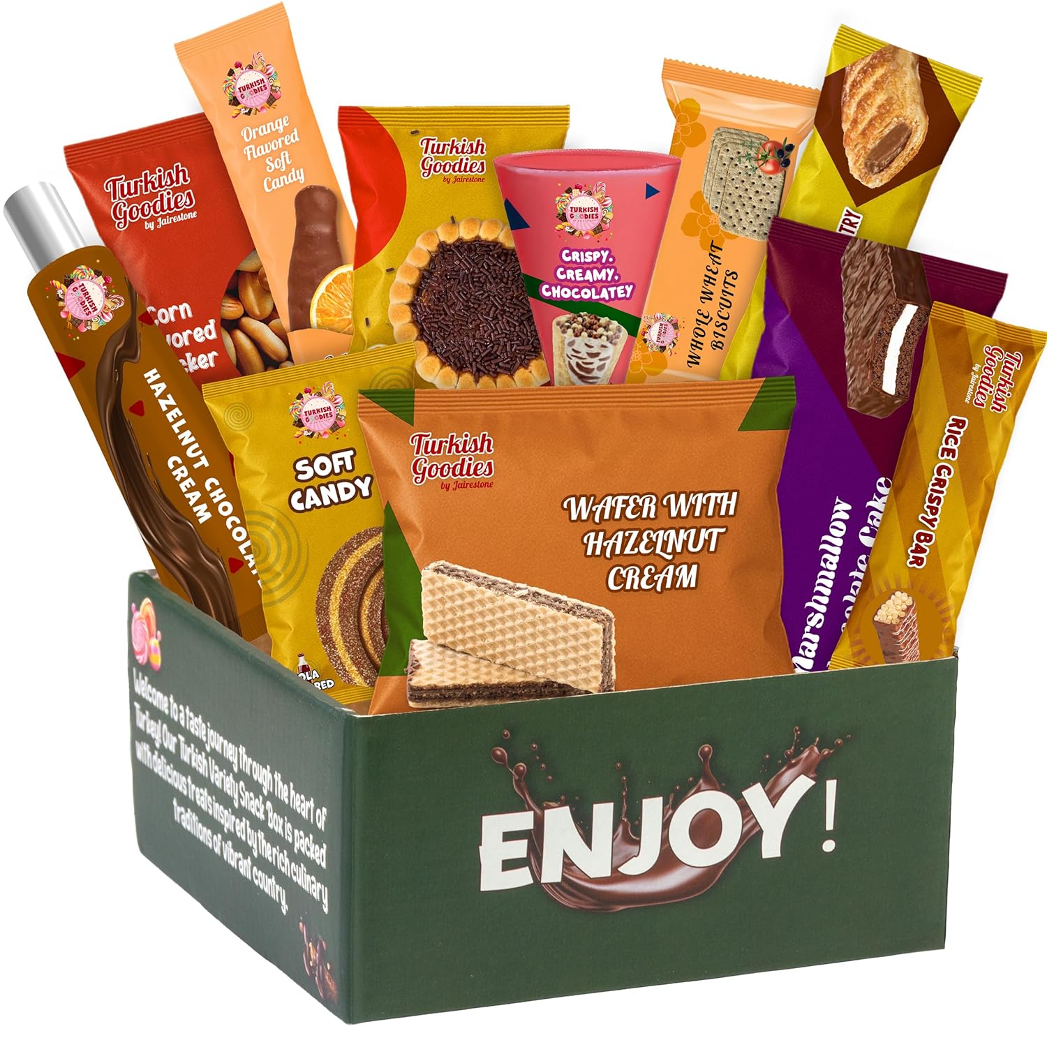 Turkish Snack Box – 11 Global Goodies | Mini Chocolates, Cookies, Marshmallows - Taste The Planets