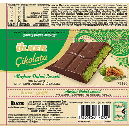Turkish Dubai Chocolate Bar Pistachio