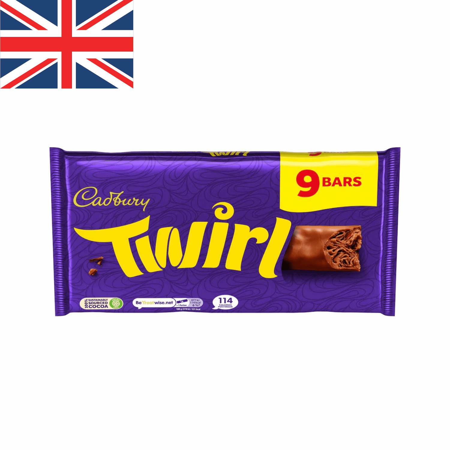 United Kingdom's Cadbury Twirl 9-Bar Pack – Irresistibly Flaky Milk Chocolate, 193g | Taste The Planets 